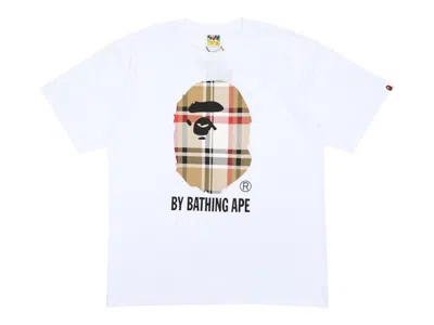 Pre-owned Bape Men's  A Bathing Ape Check By Tee Shirt In White/beige In Multi