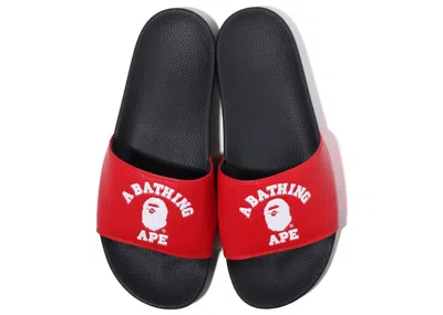 Pre-owned Bape Men's  A Bathing Ape College Slide Sandal Online Exclusive (2022) Sneakers In Red/black/white