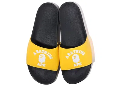 Pre-owned Bape Men's  A Bathing Ape College Slide Sandal Online Exclusive (2022) Sneakers In Yellow/black/white