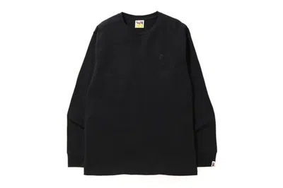 Pre-owned Bape Men's  A Bathing Ape Head One Point Long Sleeve Tee Shirt In Pure Black