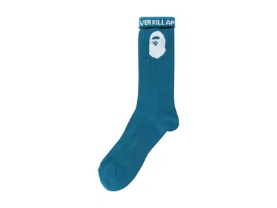 Pre-owned Bape Men's  A Bathing Ape Logo Socks In Blue