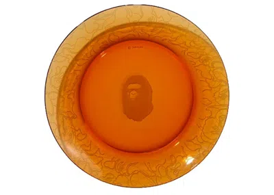 Pre-owned Bape Men's  A Bathing Ape Neon Camo Glass Plate In Orange