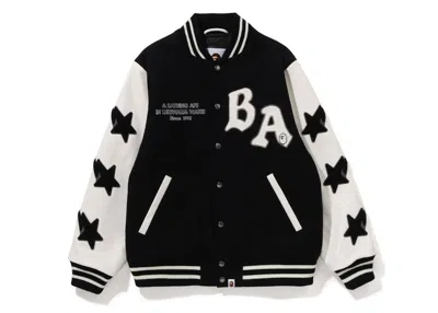 Pre-owned Bape Men's  A Bathing Ape Relaxed Fit Varsity Jacket In Black