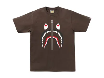 Pre-owned Bape Men's  A Bathing Ape Shark Tee Shirt In Brown