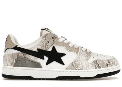Pre-owned Bape Men's  A Bathing Ape Sk8 Sta #1 Snakeskin Sneakers In Beige