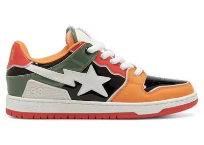Pre-owned Bape Men's  A Bathing Ape Sk8 Sta #2 M1 Sneakers In Green/orange
