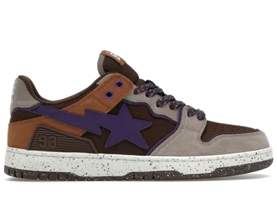 Pre-owned Bape Men's  A Bathing Ape Sk8 Sta #7 M2 Sneakers In Brown/beige/purple In Multi