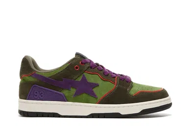 Pre-owned Bape Men's  A Bathing Ape Sk8 Sta Sneakers In Dark Purple/green