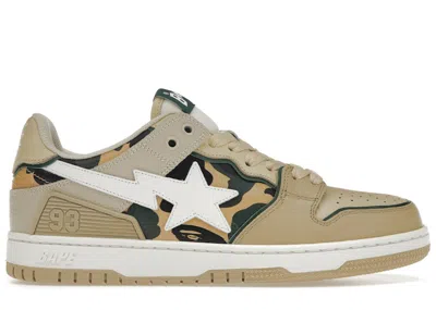 Pre-owned Bape Men's  A Bathing Ape Sk8 Sta Yellow Camo Sneakers In Beige/green In Multi