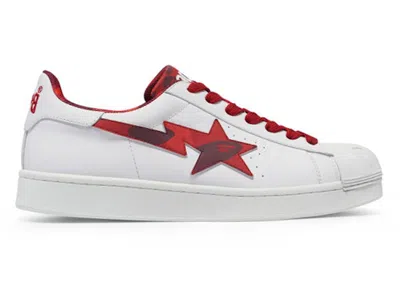 Pre-owned Bape Men's  A Bathing Ape Skull Sta Sneakers In White/red In Multi