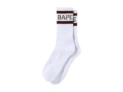 Pre-owned Bape Men's  A Bathing Ape Socks In White/burgundy