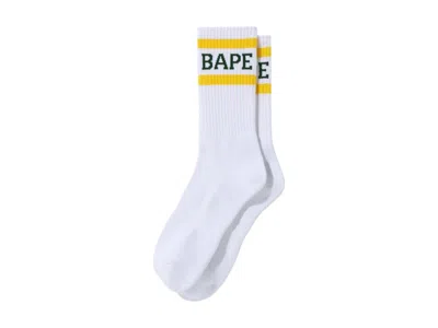 Pre-owned Bape Men's  A Bathing Ape Socks In White/yellow In Multi