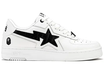 Pre-owned Bape Men's  A Bathing Ape Sta Icon #1 White Croc Sneakers In Black