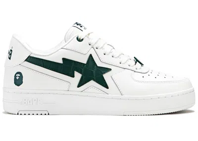 Pre-owned Bape Men's  A Bathing Ape Sta Icon #1 White Croc Sneakers In Green