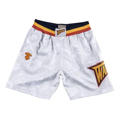 Pre-owned Bape Men's  Aape X Mitchell & Ness Golden State Warriors Shorts In White