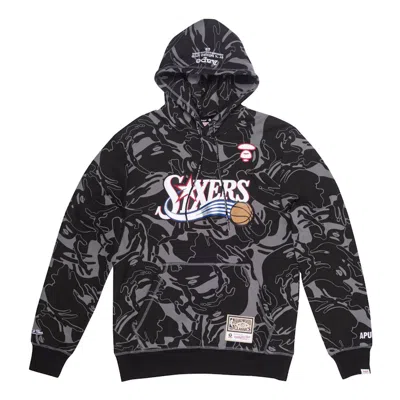 Pre-owned Bape Men's  Aape X Mitchell & Ness Philadelphia 76ers Hoodie In Black