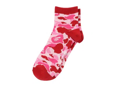 Pre-owned Bape Men's  Abc Camo Ankle Jacquard Socks In Pink