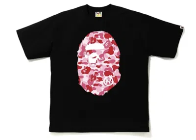 Pre-owned Bape Men's  Abc Camo Big Ape Head Relaxed Tee Shirt In Black/pink In Multi