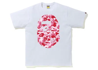 Pre-owned Bape Men's  Abc Camo Big Ape Tee Shirt In White/pink
