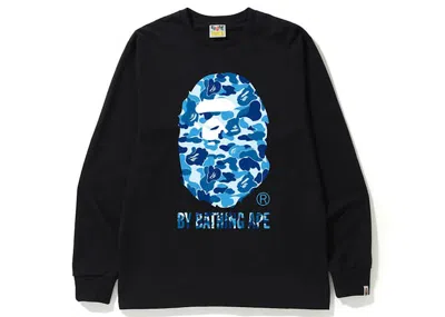 Pre-owned Bape Men's  Abc Camo By Bathing Ape Long Sleeve Tee Shirt (fw22) In Black Blue