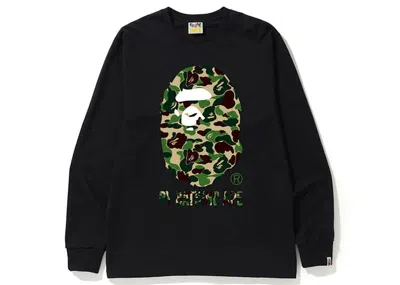 Pre-owned Bape Men's  Abc Camo By Bathing Ape Long Sleeve Tee Shirt (fw22) In Black Green