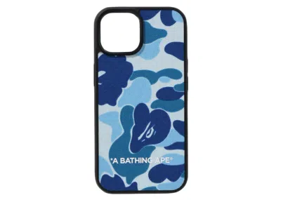 Pre-owned Bape Men's  Abc Camo Cloth Fabric Iphone 15 Case In Blue