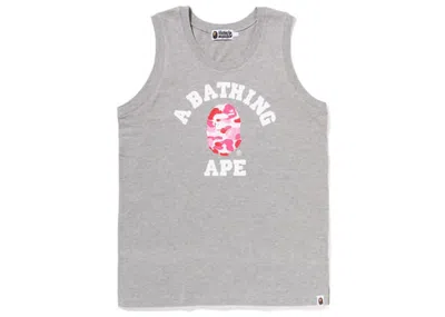 Pre-owned Bape Men's  Abc Camo College Tank Top In Grey Pink In Multi