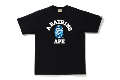 Pre-owned Bape Men's  Abc Camo College Tee Shirt In Black/blue