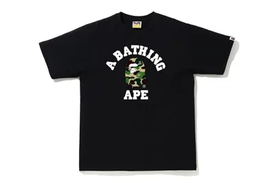 Pre-owned Bape Men's  Abc Camo College Tee Shirt In Black/green