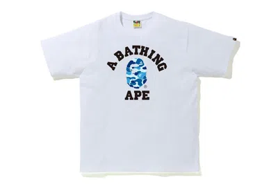 Pre-owned Bape Men's  Abc Camo College Tee Shirt In White/blue