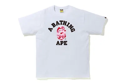 Pre-owned Bape Men's  Abc Camo College Tee Shirt In White/pink