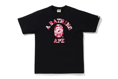Pre-owned Bape Men's  Abc Camo College Tee Shirt (ss21) In Black/pink