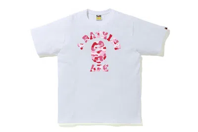 Pre-owned Bape Men's  Abc Camo College Tee Shirt (ss21) In White/pink