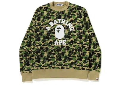 Pre-owned Bape Men's  Abc Camo College Wide Crewneck Sweatshirt In Green