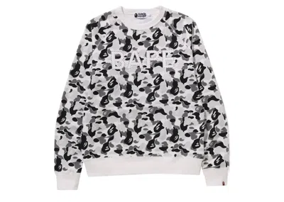 Pre-owned Bape Men's  Abc Camo Crystal Stone Crewneck Sweatshirt In Gray