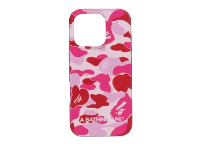 Pre-owned Bape Men's  Abc Camo Iphone 16 Pro Case In Pink