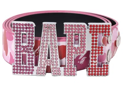 Pre-owned Bape Men's  Abc Camo Leather Belt In Pink