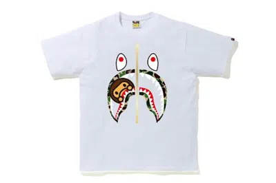 Pre-owned Bape Men's  Abc Camo Milo Shark Tee Shirt In White/green