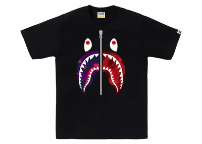 Pre-owned Bape Men's  Abc Camo Rebuild Shark Tee Shirt In Black/purple