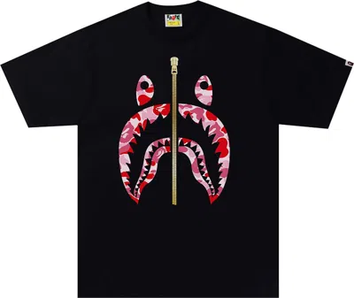 Pre-owned Bape Men's  Abc Camo Shark Tee Shirt In Black/pink (ss22)
