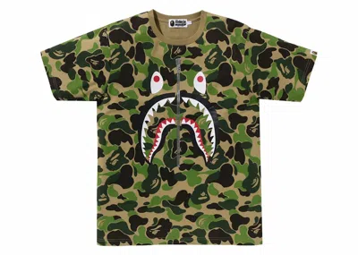 Pre-owned Bape Men's  Abc Camo Shark Tee Shirt In Green