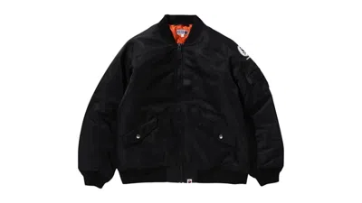 Pre-owned Bape Men's  Ape Crossbone Ma1 Jacket In Black