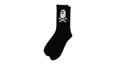 Pre-owned Bape Men's  Ape Crossbone Socks In Black