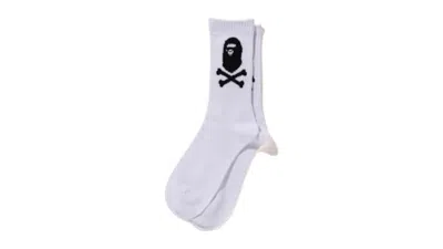 Pre-owned Bape Men's  Ape Crossbone Socks In White
