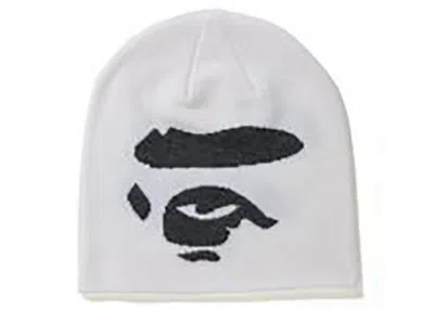 Pre-owned Bape Men's  Ape Face Knit Cap In White