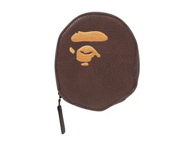 Pre-owned Bape Men's  Ape Head Coin Case (ss25) In Brown