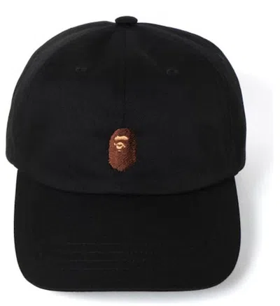 Pre-owned Bape Men's  Ape Head Embroidery Panel Cap (adult) In Black