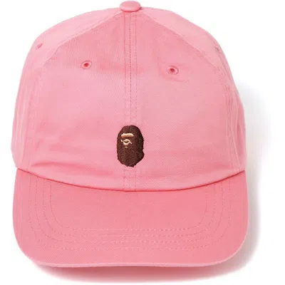 Pre-owned Bape Men's  Ape Head Embroidery Panel Cap In Pink