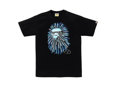 Pre-owned Bape Men's  Ape Head Firework I Tee Shirt In Black/blue In Multi