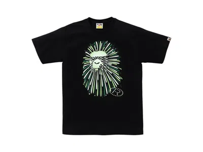 Pre-owned Bape Men's  Ape Head Firework I Tee Shirt In Black/green